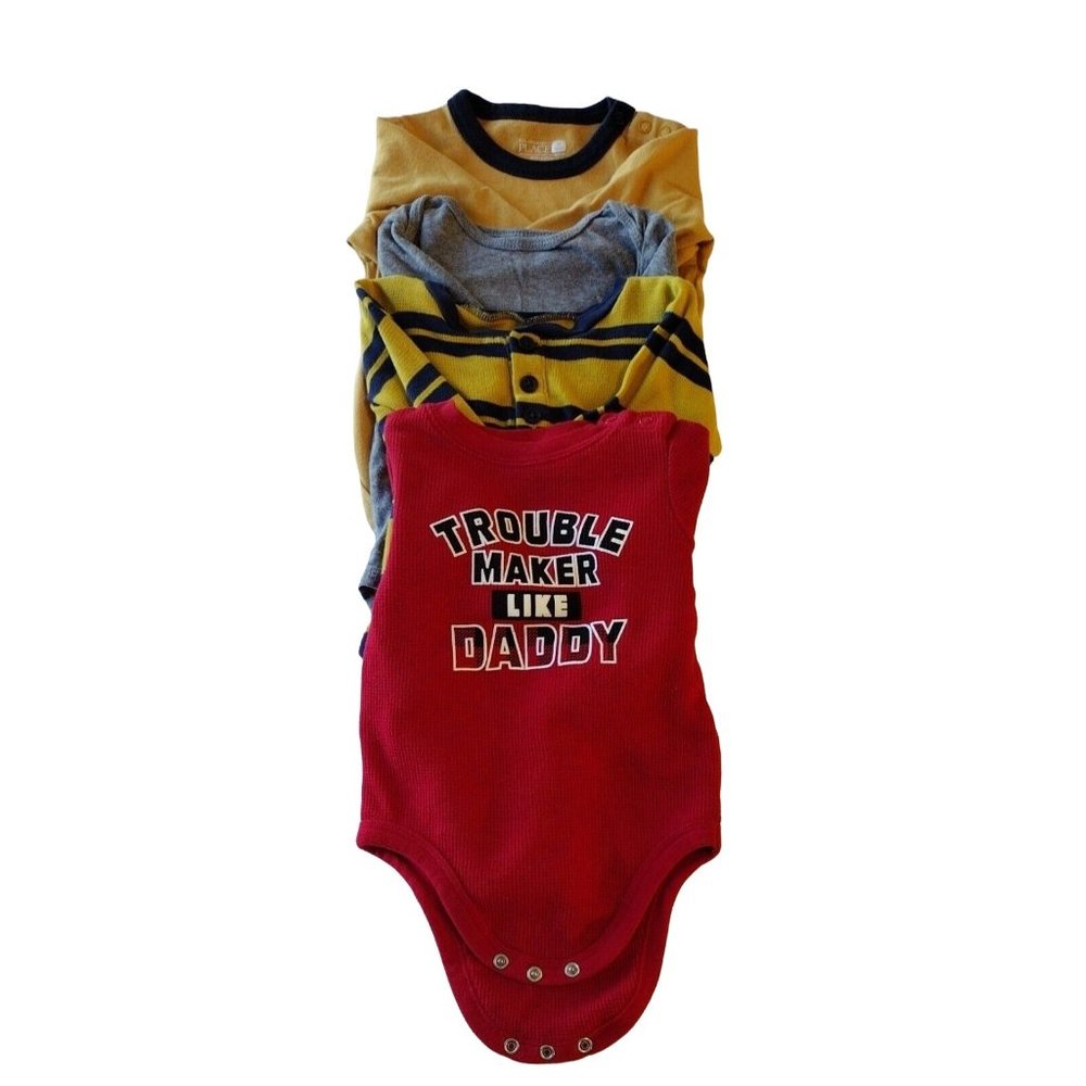 Bundle Lot of 4 One Piece Long Sleeve Snap Bottom 18 Months Baby